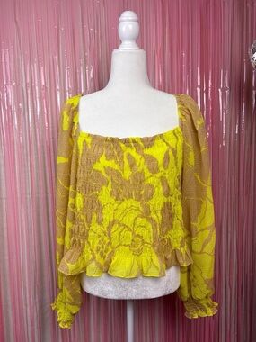 NWT Future Collective Sheer Smocked Floral Blouse XXL